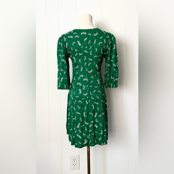 Maje Rizelle Floral Empire Waist Woven Mini Dress 34 Green - Picture 7 of 13